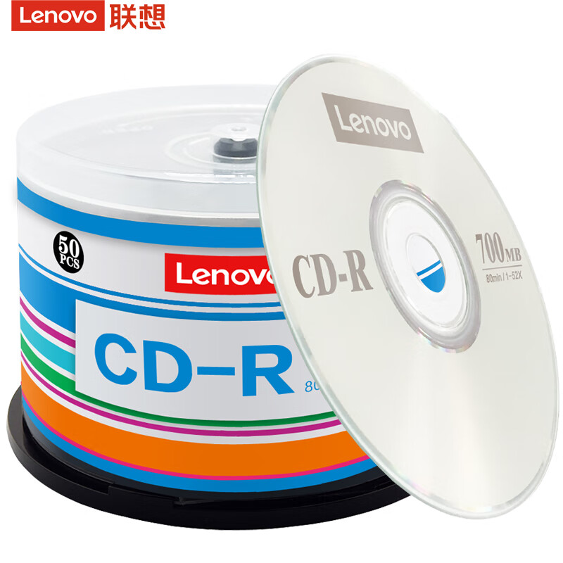 联想(Lenovo)CD-R 光盘/刻录盘 52速700MB 办公系列 桶装50片